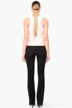 JANICE Leer^Suede Flared Dames Broek Arlo Zwart