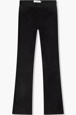 JANICE Leer^Suede Flared Dames Broek Arlo Zwart