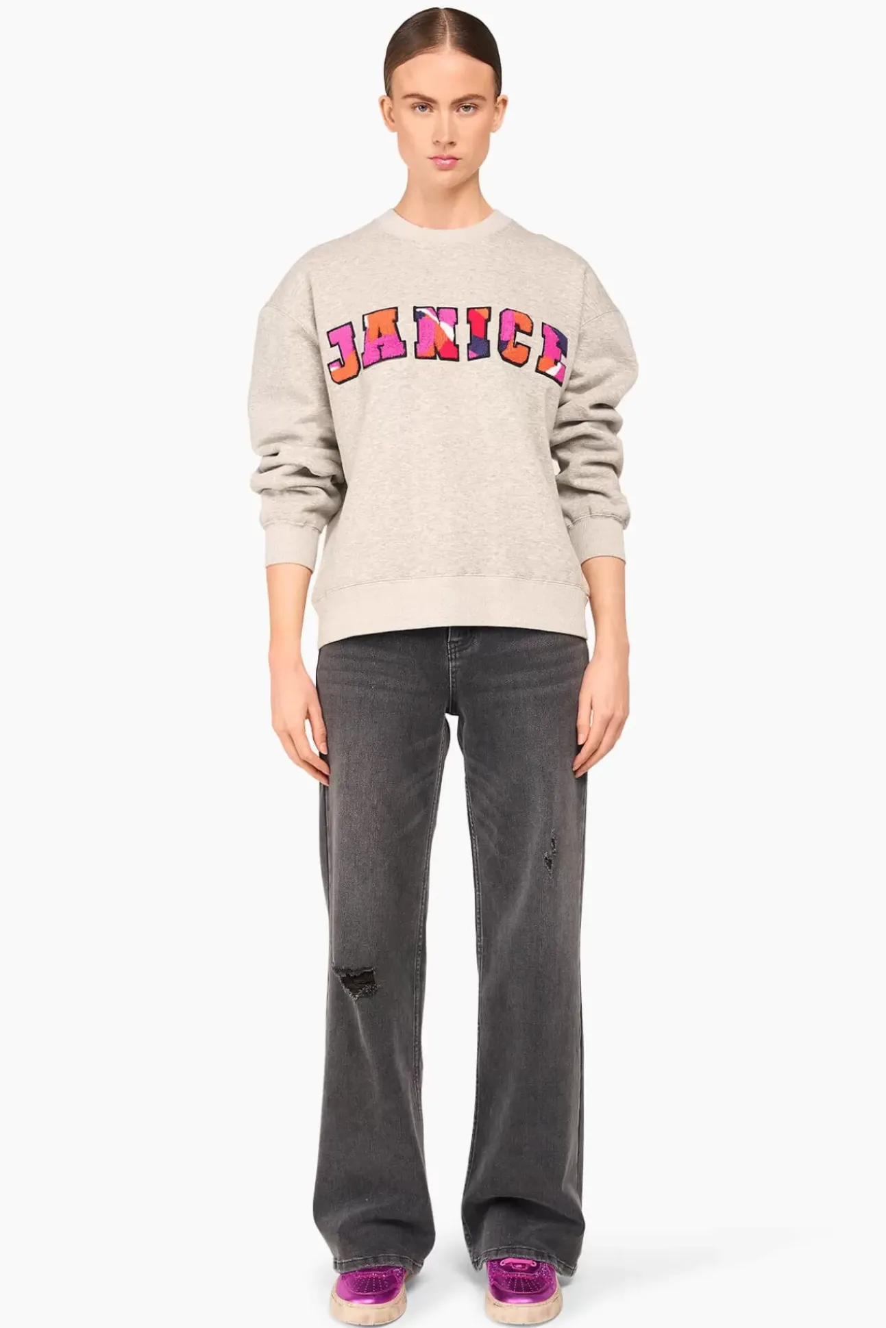 JANICE Sweaters & Truien^Sweater Dames Andy Logo Grijs
