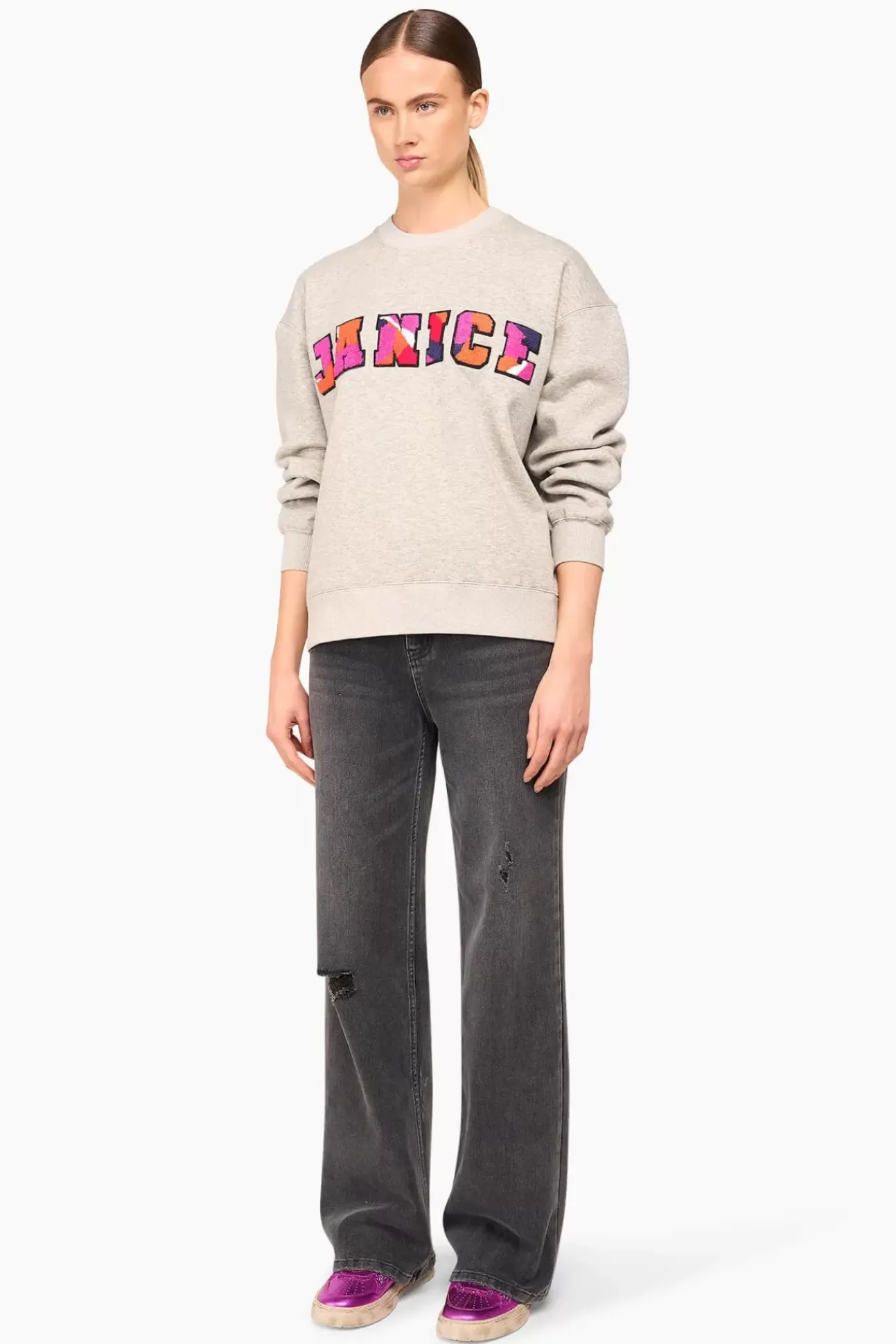 JANICE Sweaters & Truien^Sweater Dames Andy Logo Grijs