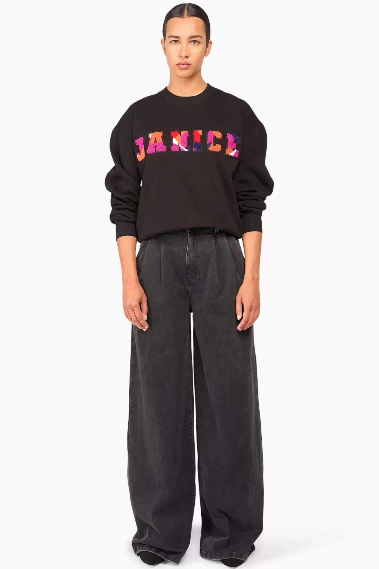 JANICE Sweaters & Truien^Sweater Dames Andy Logo Zwart