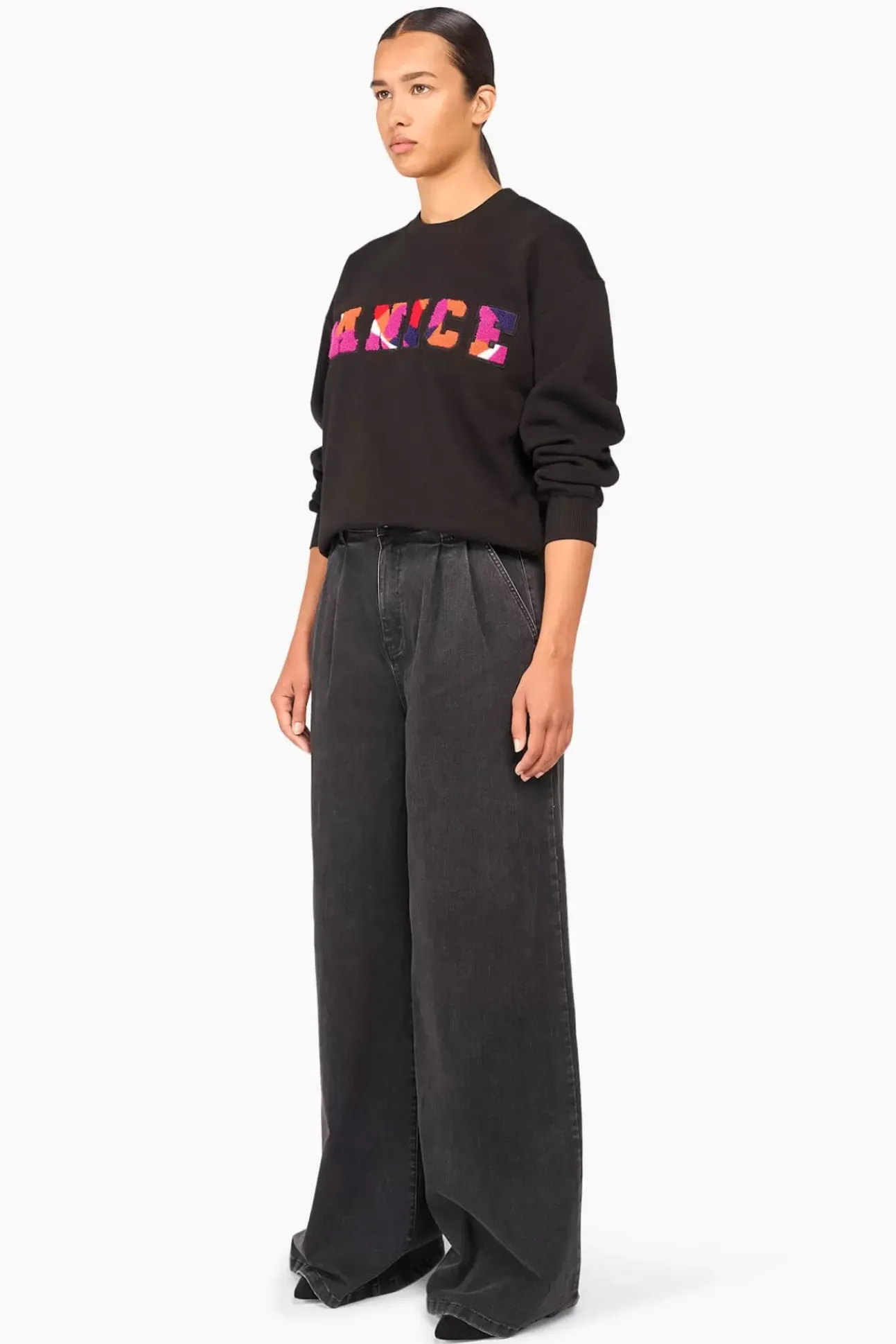JANICE Sweaters & Truien^Sweater Dames Andy Logo Zwart