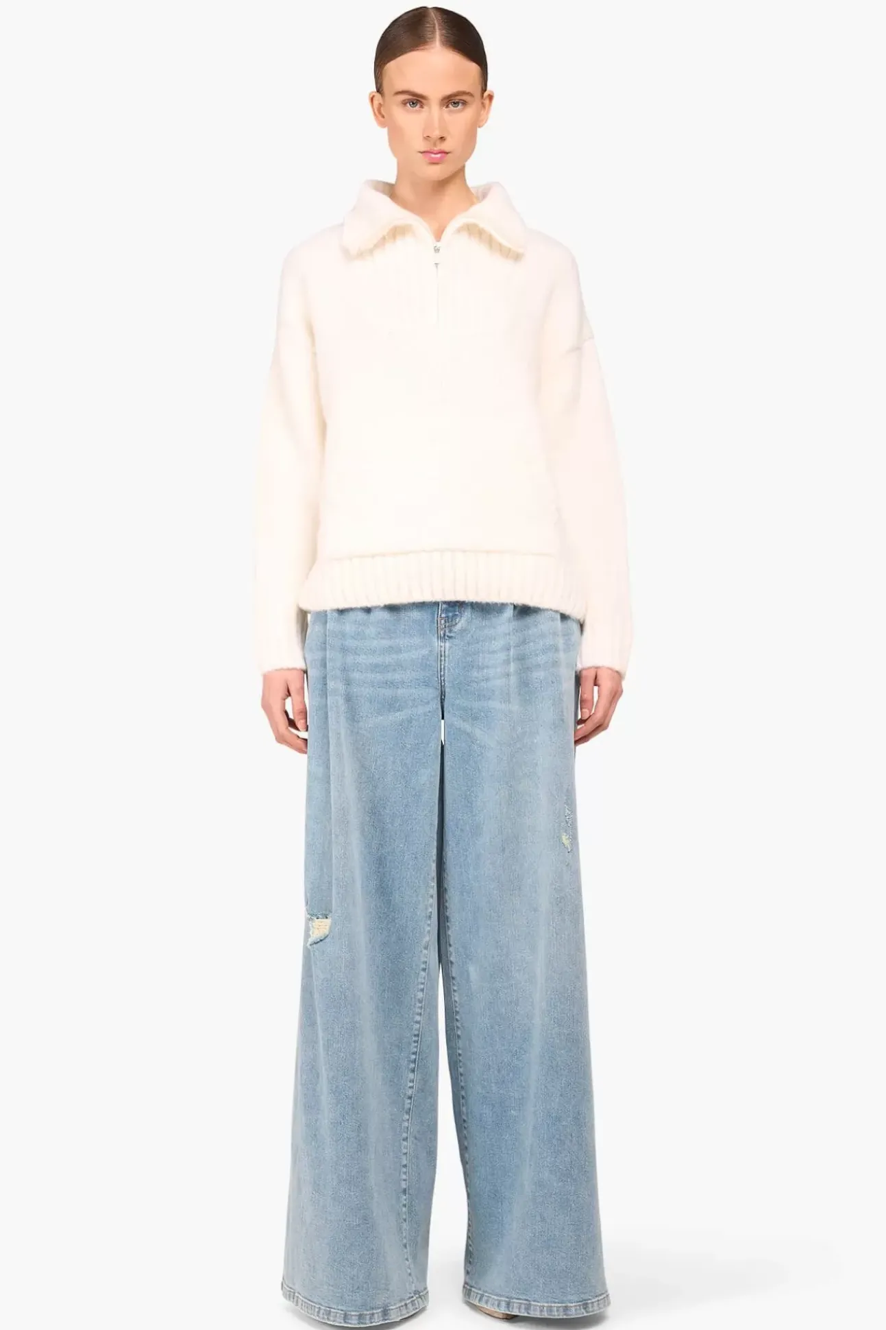 JANICE Sweaters & Truien^Trui Dames Merino Wol Abel Off White