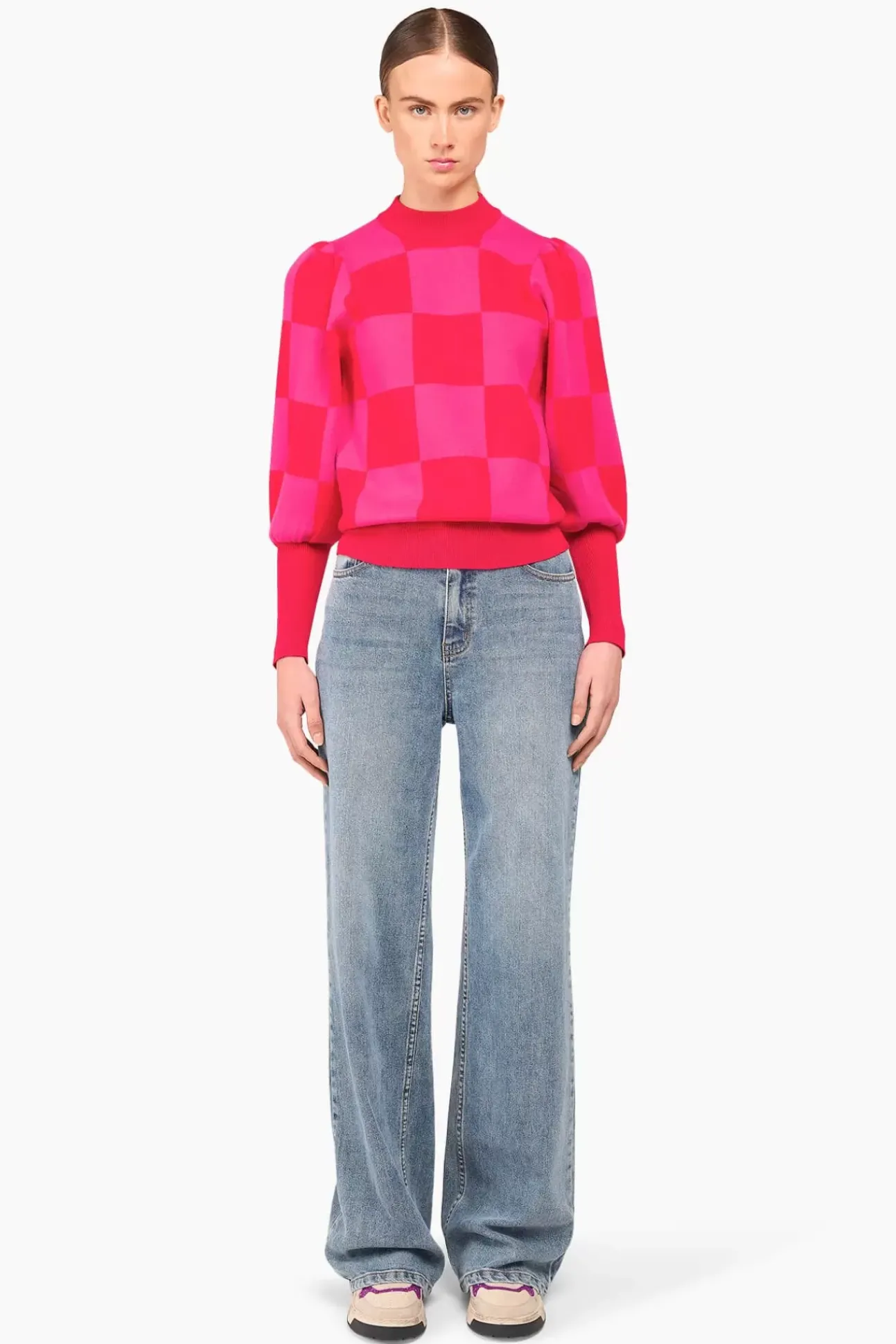 JANICE Sweaters & Truien^Trui Gebreid Pof Mouw Jay Ruiten