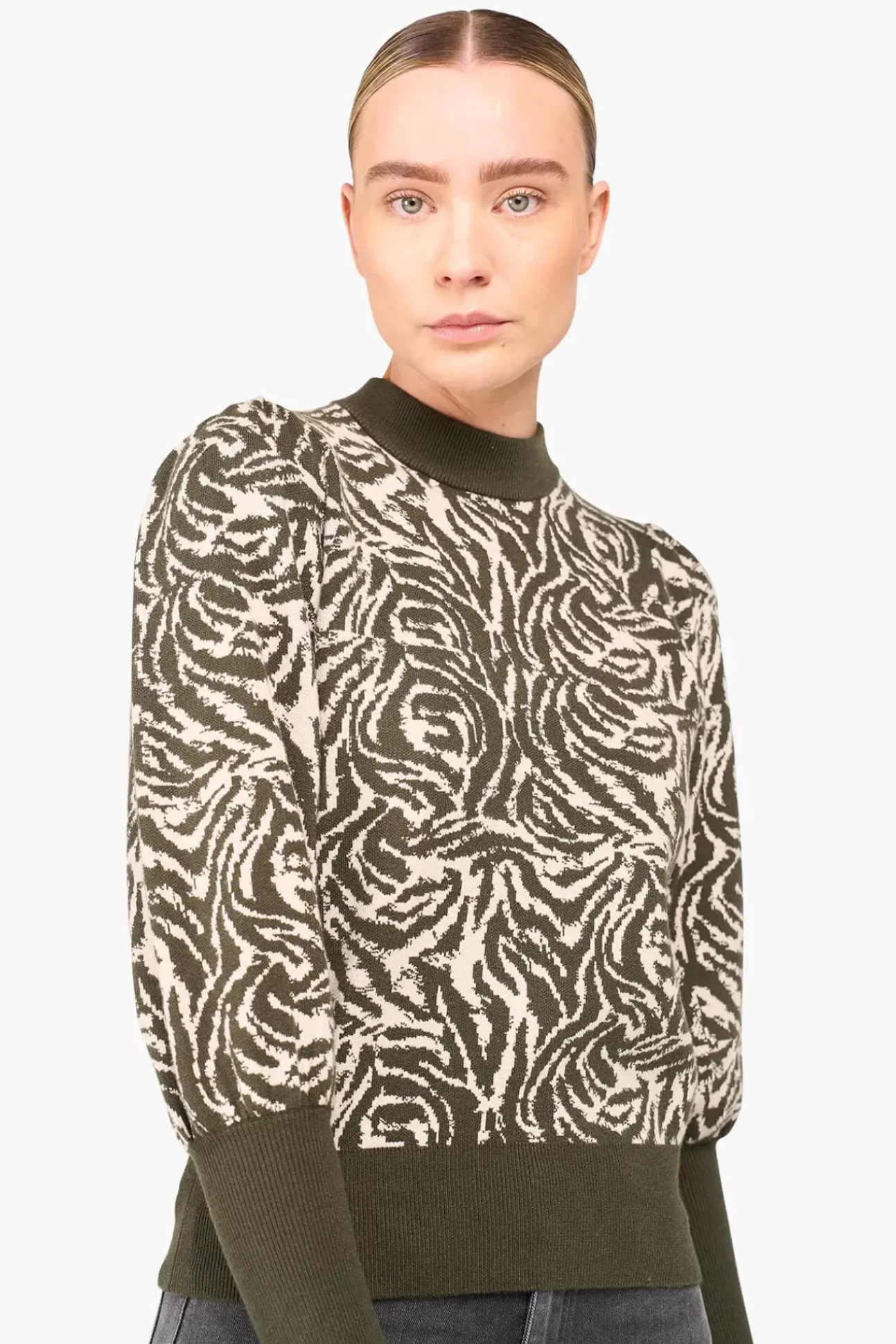JANICE Sweaters & Truien^Trui Gebreid Pof Mouw Jay Tijger Print