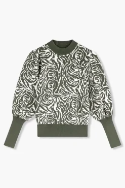 JANICE Sweaters & Truien^Trui Gebreid Pof Mouw Jay Tijger Print