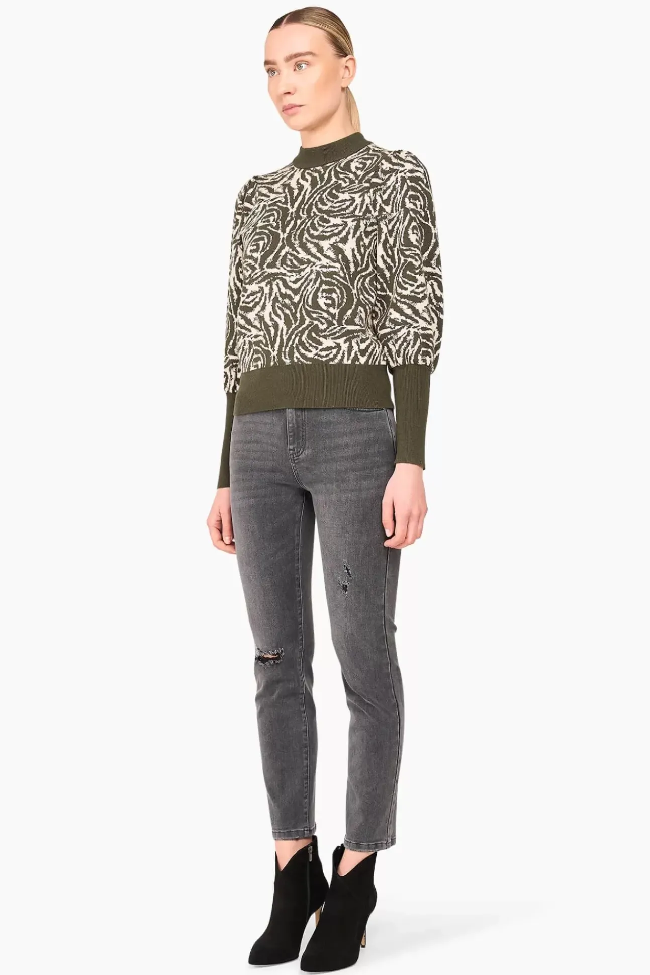 JANICE Sweaters & Truien^Trui Gebreid Pof Mouw Jay Tijger Print