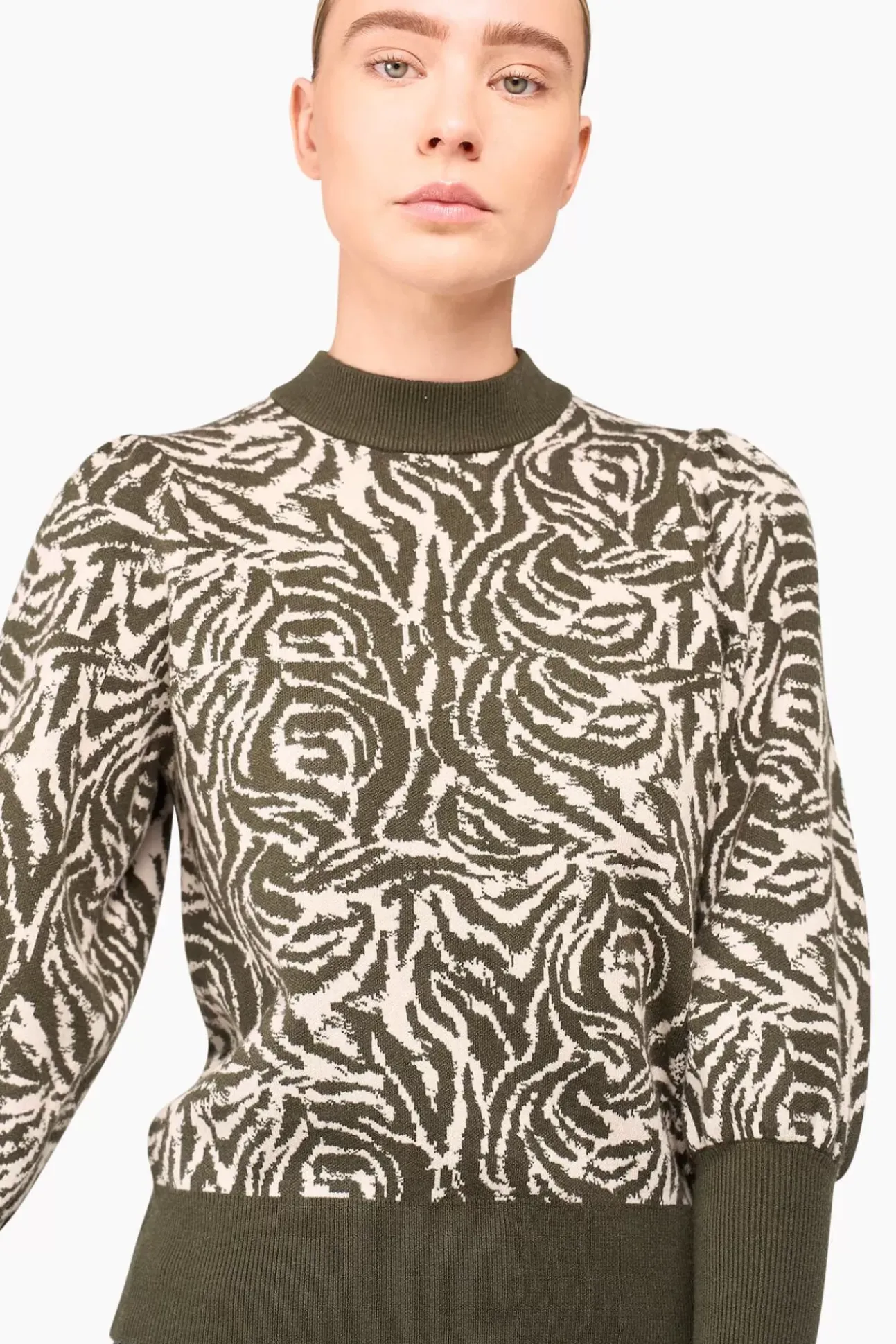 JANICE Sweaters & Truien^Trui Gebreid Pof Mouw Jay Tijger Print