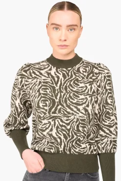JANICE Sweaters & Truien^Trui Gebreid Pof Mouw Jay Tijger Print