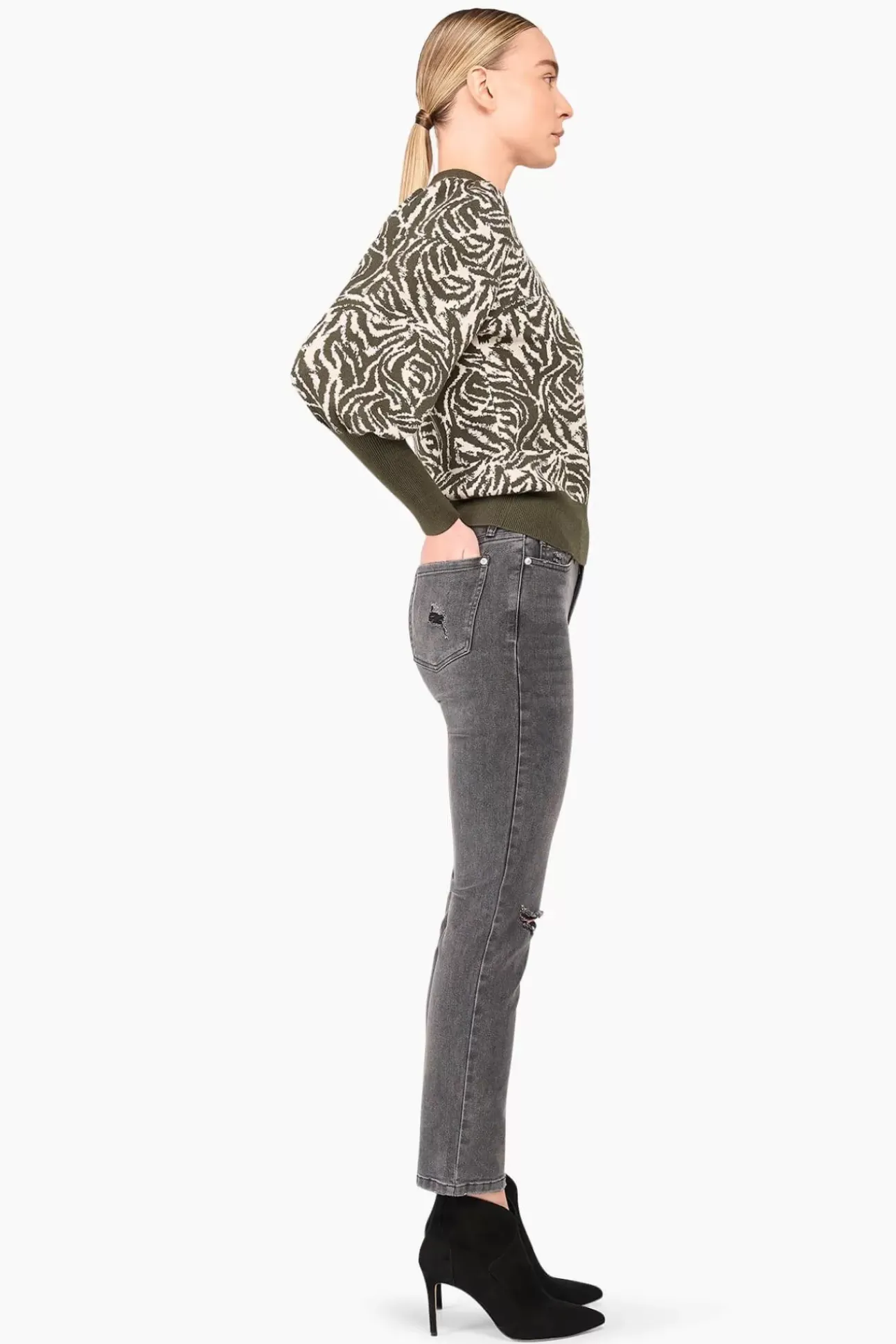 JANICE Sweaters & Truien^Trui Gebreid Pof Mouw Jay Tijger Print