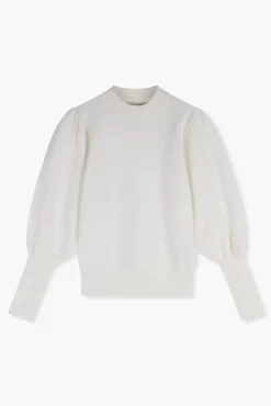 JANICE Sweaters & Truien^Trui Gebreid Pof Mouw Jay Wit
