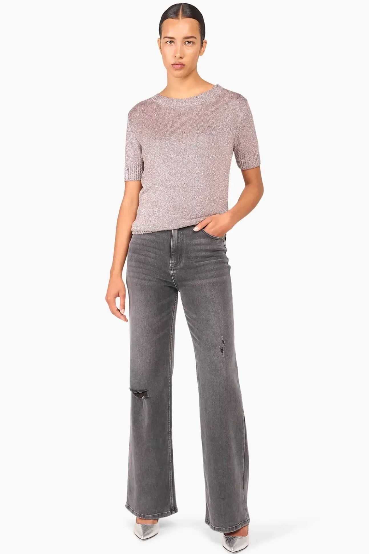 JANICE Sweaters & Truien^Truitje Dames Lurex Tyson Zilver