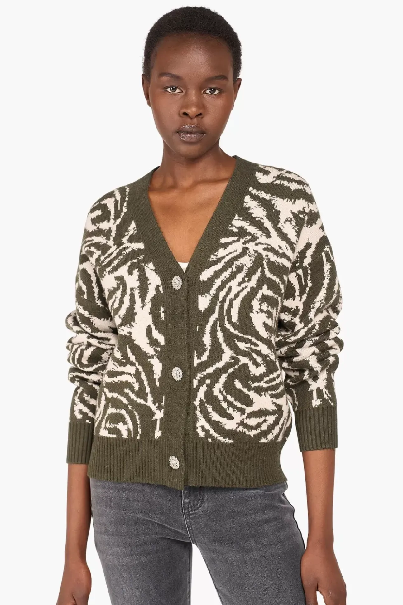 JANICE Vesten^Vest Gebreid Cruz Tijger Print