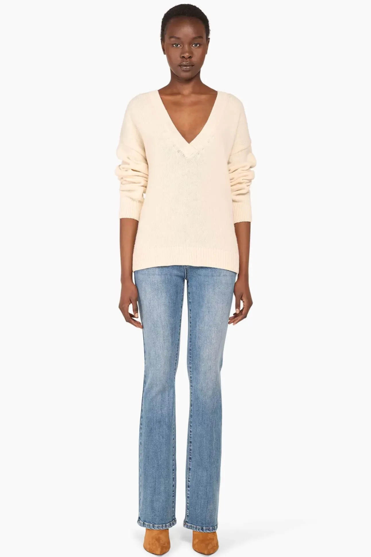 JANICE Sweaters & Truien^Witte Cashmere Dames Trui Brick Off-White