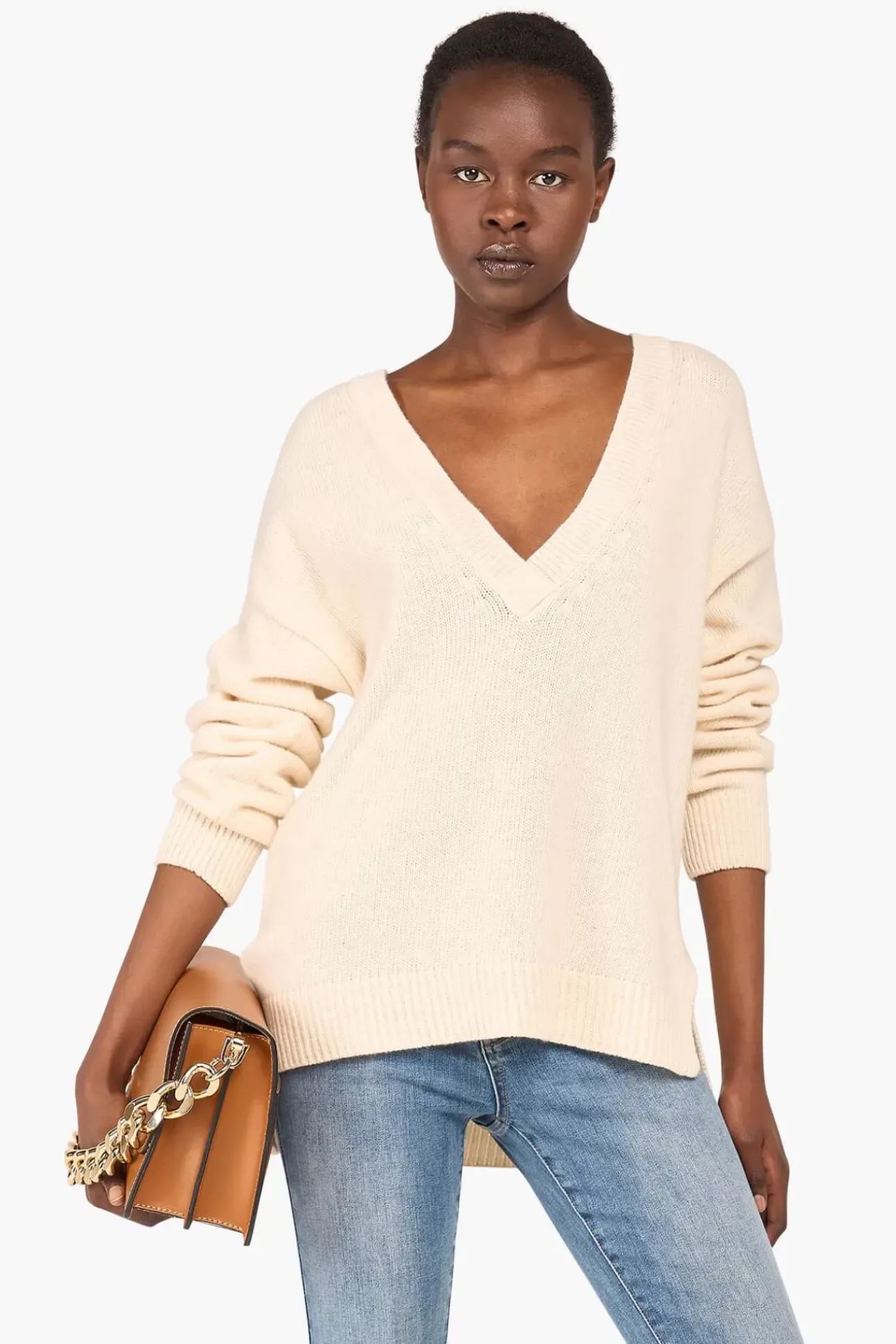 JANICE Sweaters & Truien^Witte Cashmere Dames Trui Brick Off-White