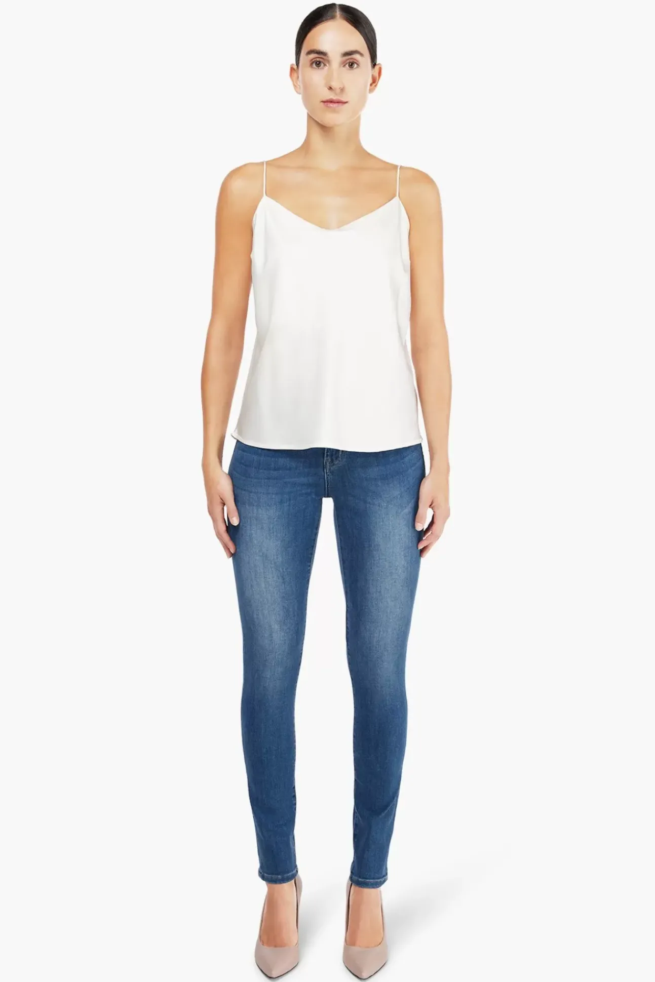 JANICE Tops^Witte Zijden Top River White