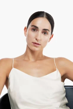 JANICE Tops^Witte Zijden Top River White