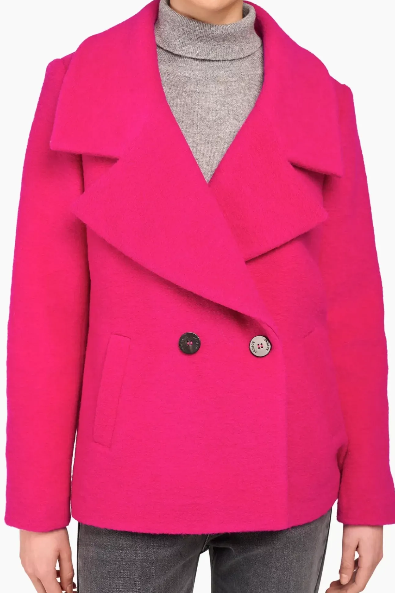 JANICE Jassen^Wollen Jas Dames Kort Gus Roze