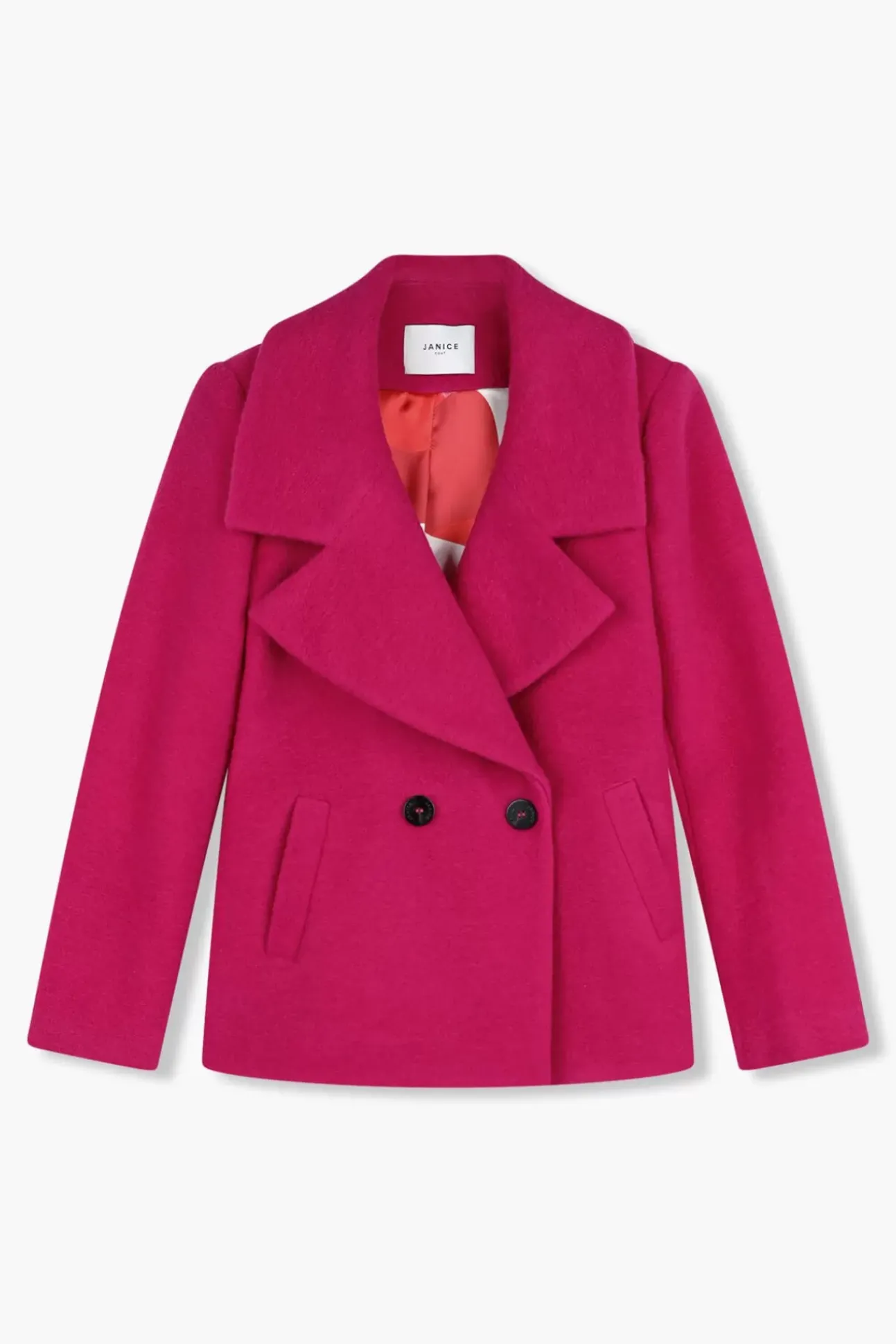 JANICE Jassen^Wollen Jas Dames Kort Gus Roze