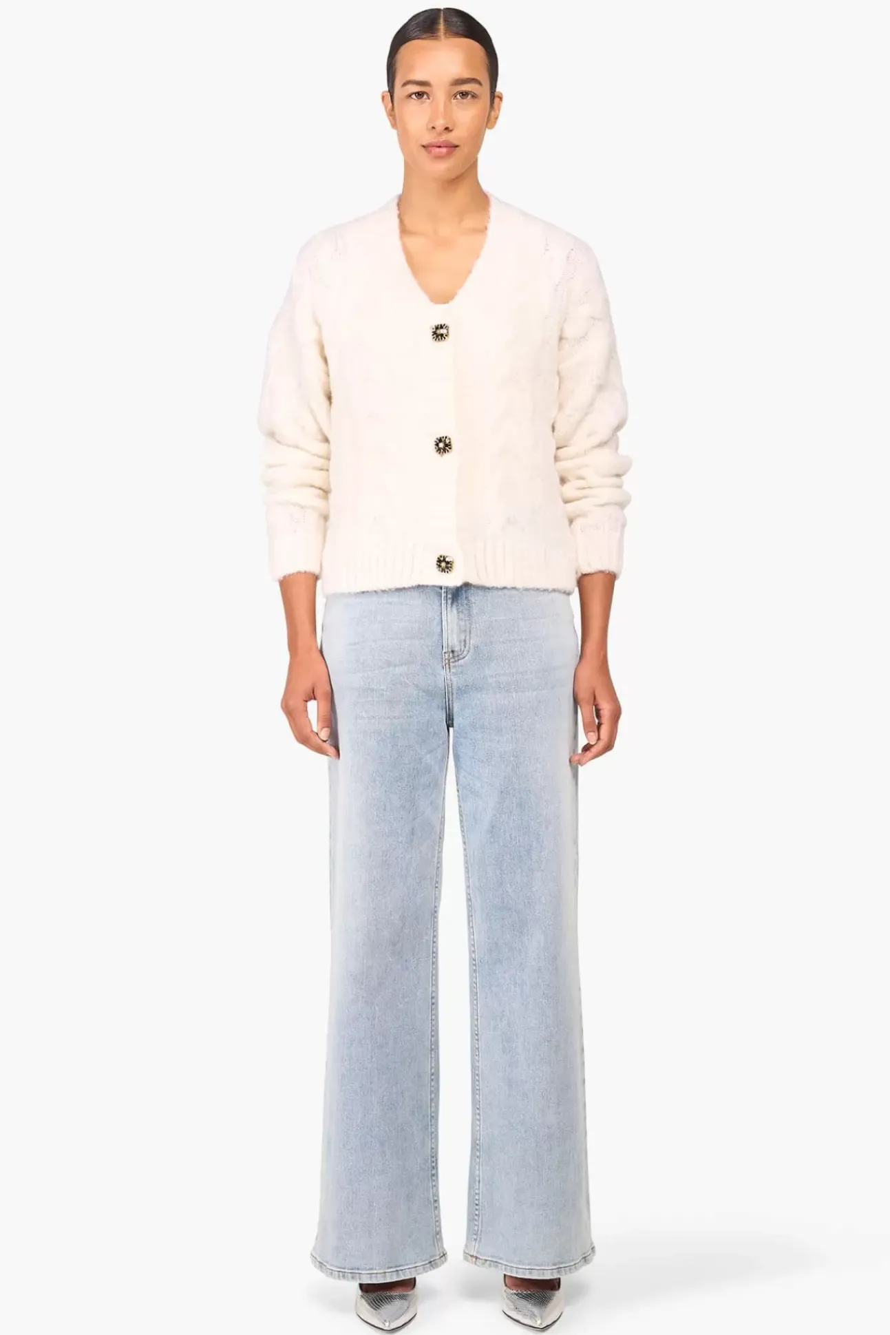JANICE Vesten^Wollen Vest Gebreid Brooklyn Off White