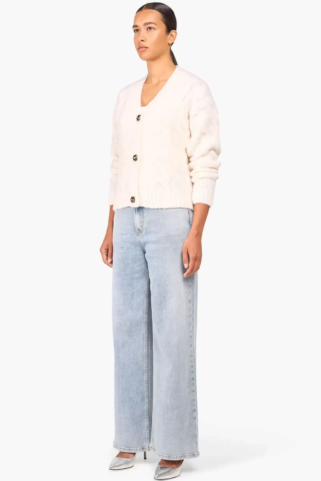 JANICE Vesten^Wollen Vest Gebreid Brooklyn Off White