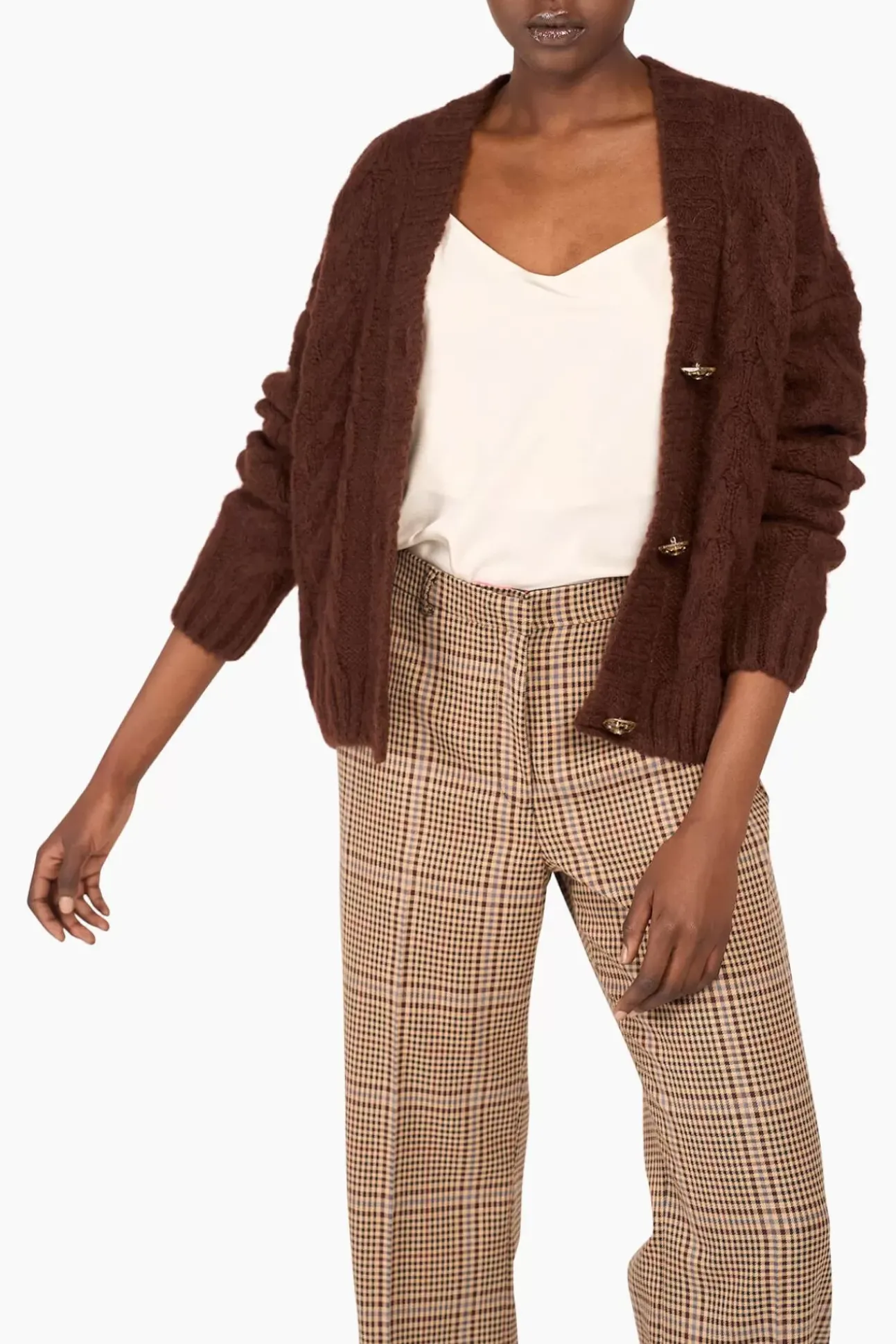 JANICE Sweaters & Truien^Wollen Vest Gebreid Brooklyn Bruin