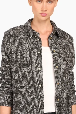 JANICE Blouses^Wollen Visgraat Blouse Dames Shane Zwart