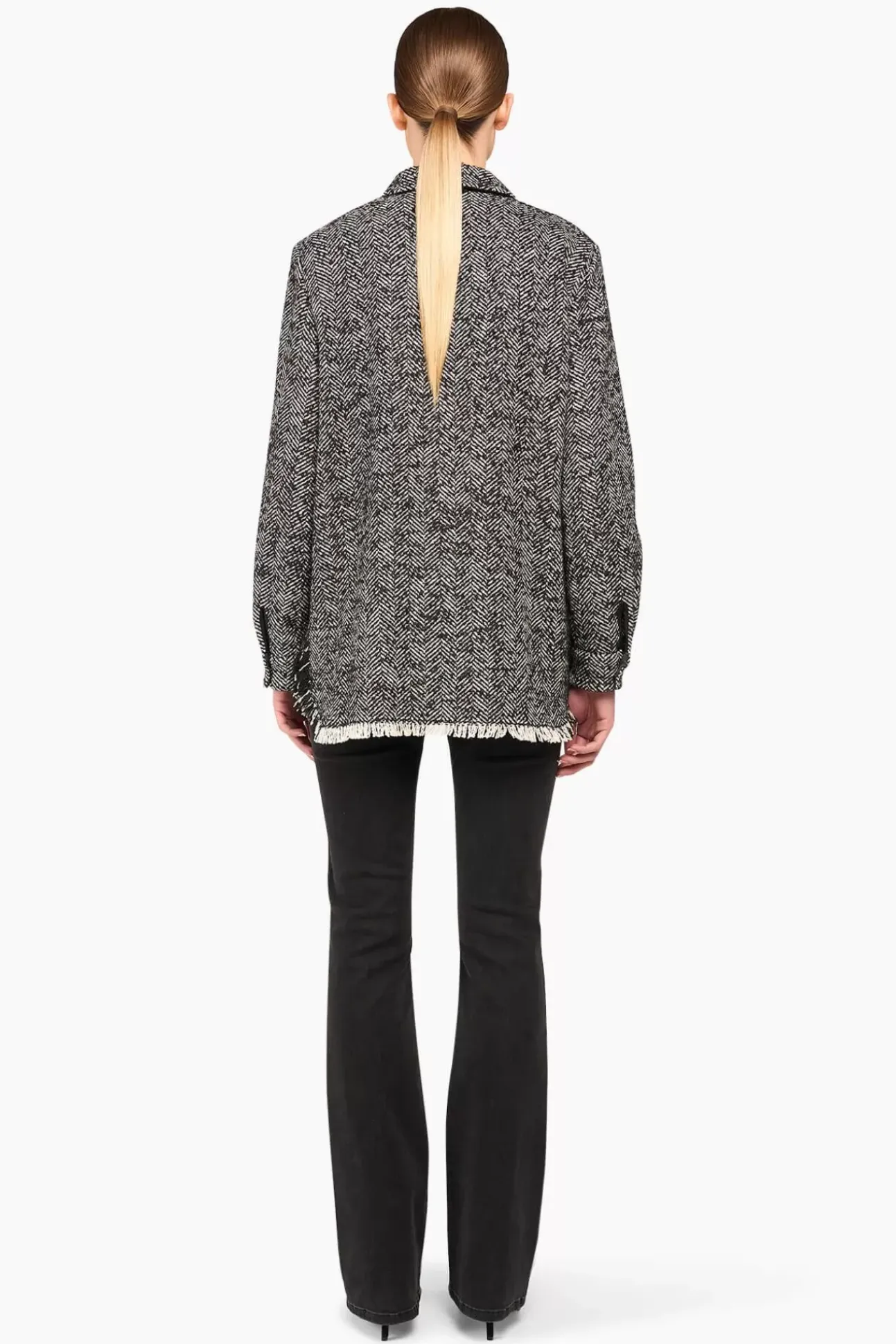 JANICE Blouses^Wollen Visgraat Blouse Dames Shane Zwart
