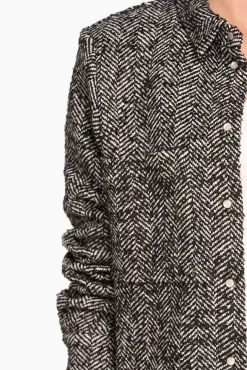 JANICE Blouses^Wollen Visgraat Blouse Dames Shane Zwart