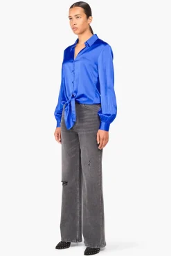 JANICE Blouses^Zijden Blouse Dames Bobby Blauw
