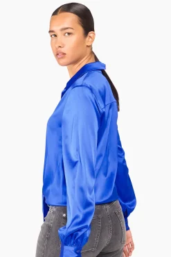 JANICE Blouses^Zijden Blouse Dames Bobby Blauw