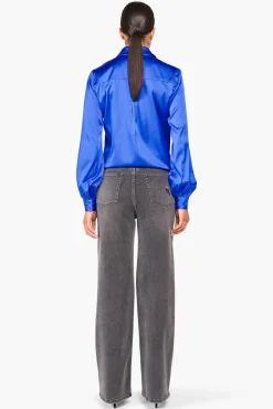 JANICE Blouses^Zijden Blouse Dames Bobby Blauw
