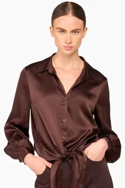 JANICE Blouses^Zijden Blouse Dames Bobby Bruin
