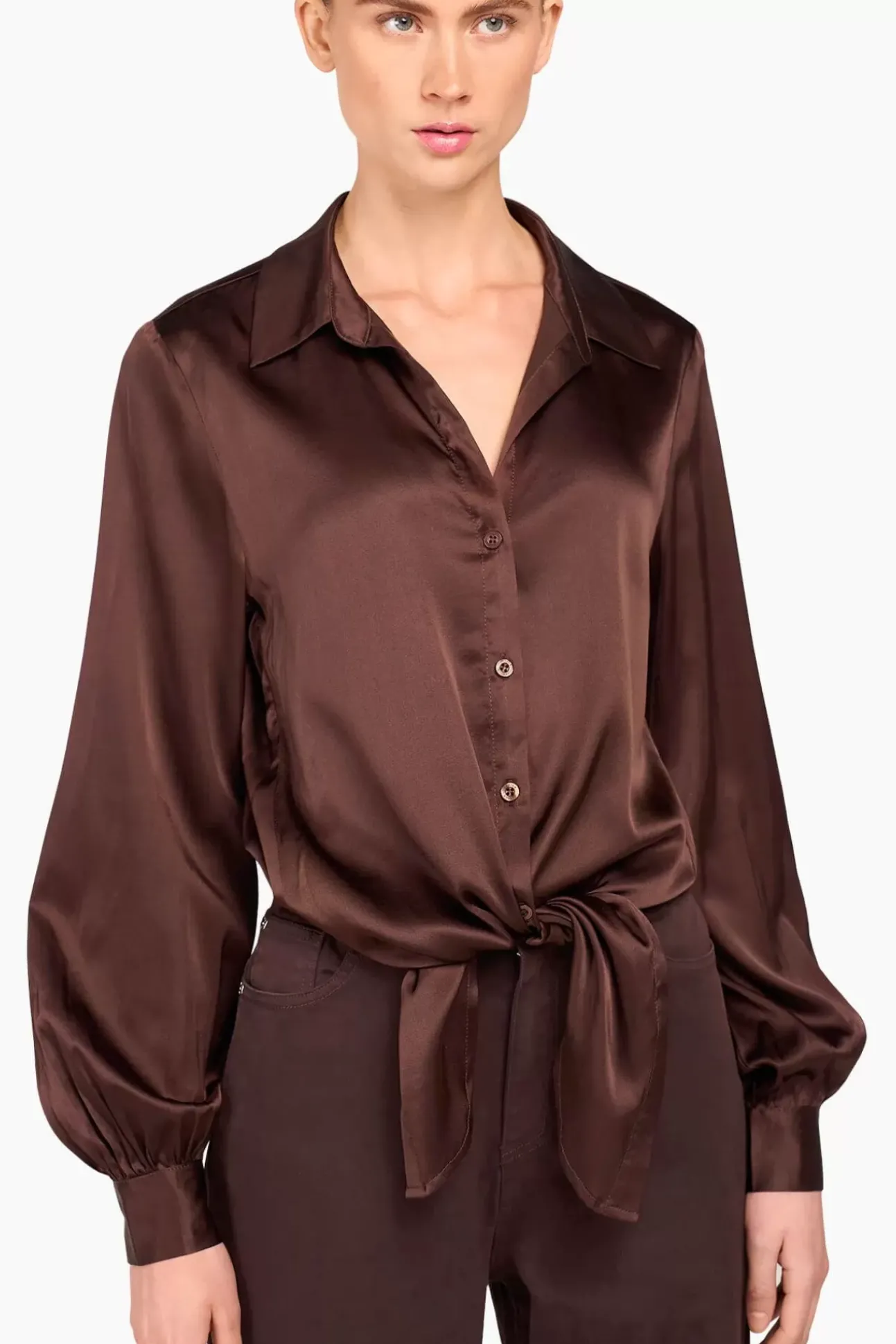 JANICE Blouses^Zijden Blouse Dames Bobby Bruin