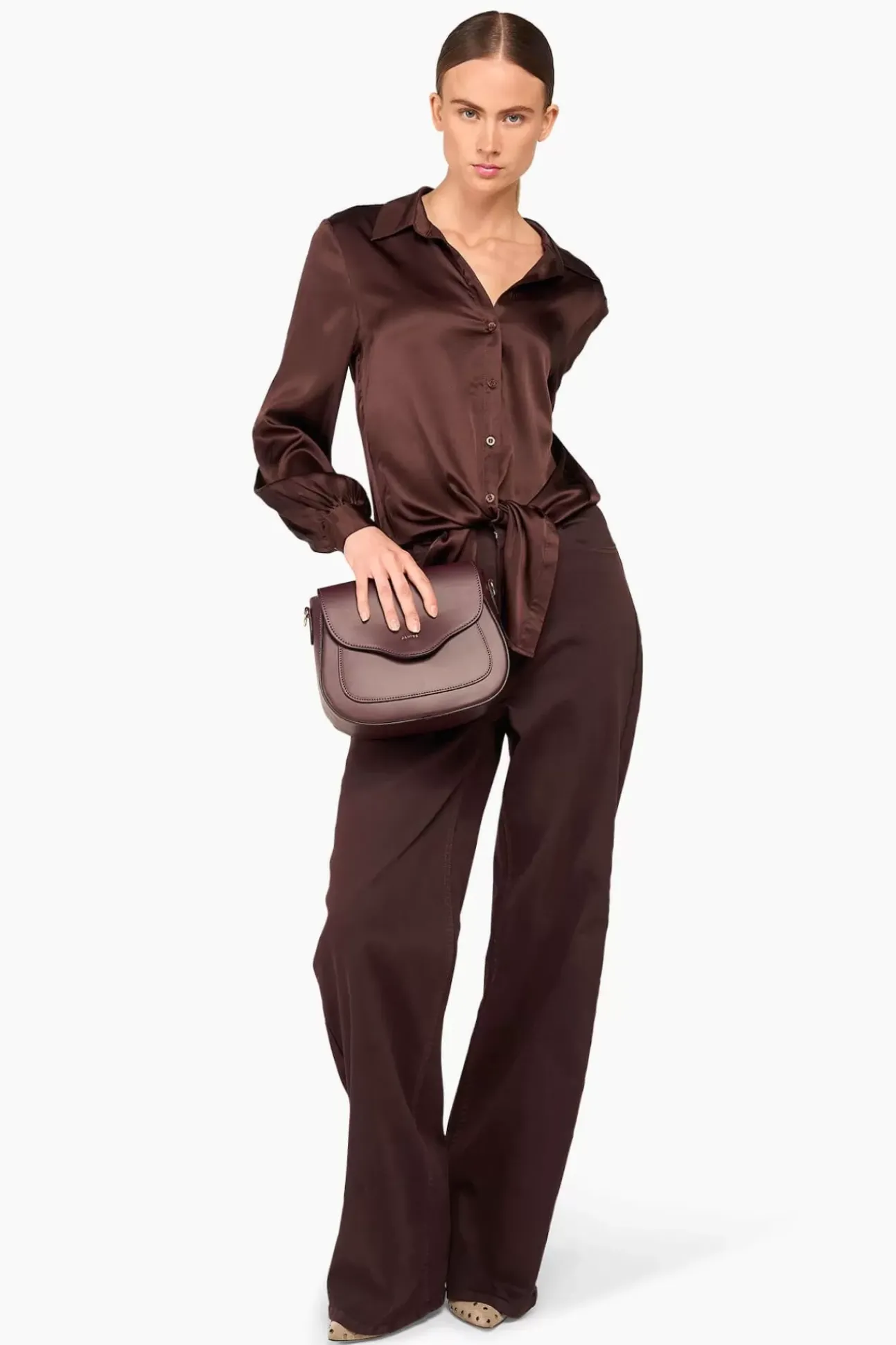 JANICE Blouses^Zijden Blouse Dames Bobby Bruin