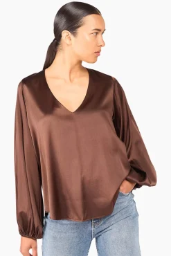 JANICE Blouses^Zijden Blouse Dames Tristan Bruin