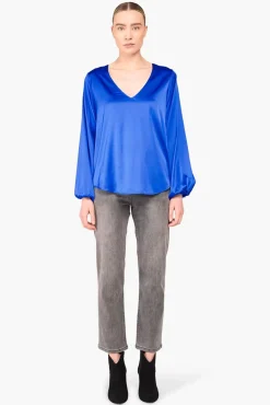 JANICE Blouses^Zijden Blouse Dames Tristan Blauw