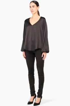 JANICE Blouses^Zijden Blouse Dames Tristan Zwart