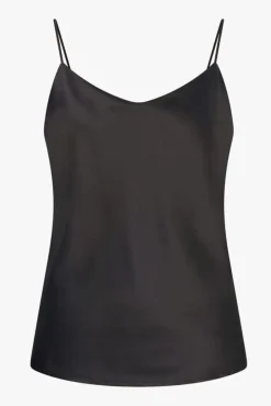 JANICE Tops^Zwarte Zijden Top River Black