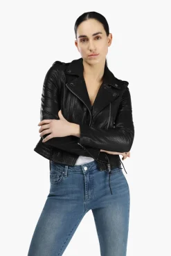 JANICE Jassen^Zwart Leren Bikerjack Otis Black