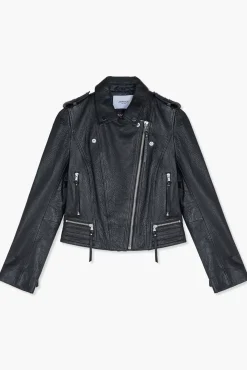 JANICE Jassen^Zwart Leren Bikerjack Otis Black